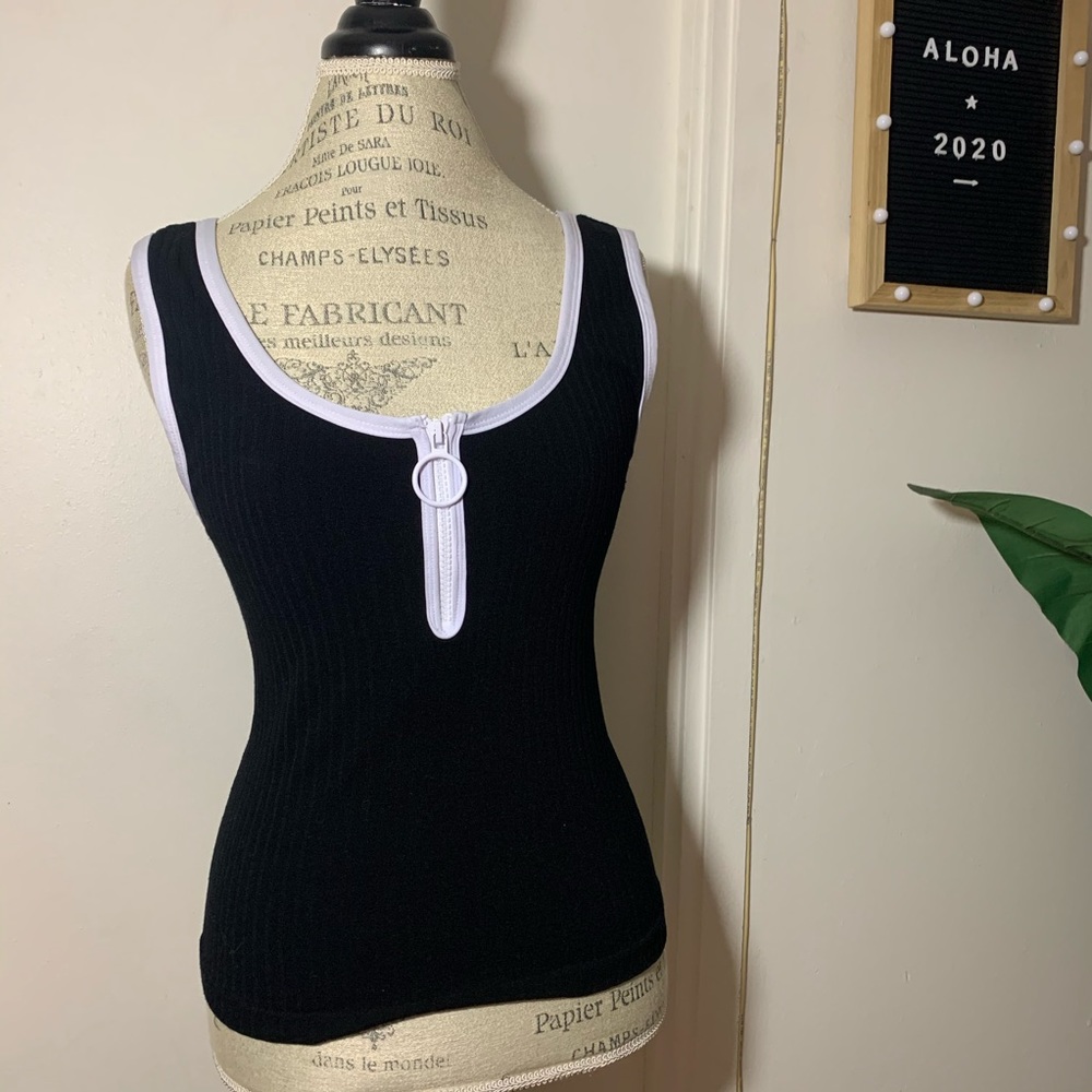 Vintage Retro Black and White Tank with Zipper